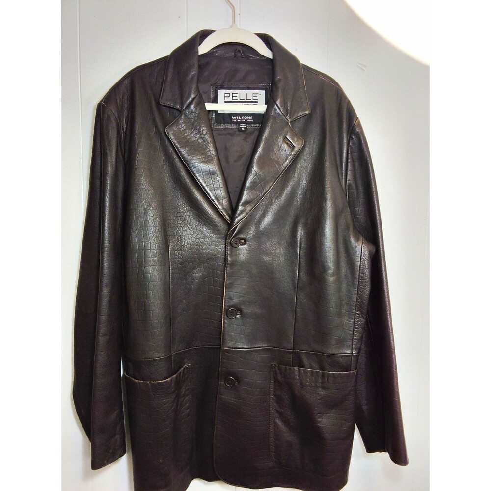 Vintage Wilson Leather "Pelle Studop" men's brown Leather blazer coat Size XL